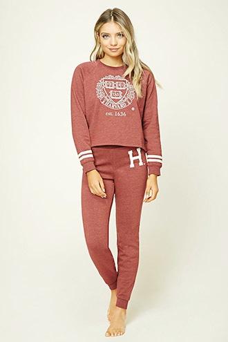 Forever21 Women's  Harvard Graphic Pj Pants