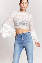 Forever21 Sheer Embroidered Lace Crop Top