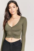 Forever21 Plunging Ruched Crop Top