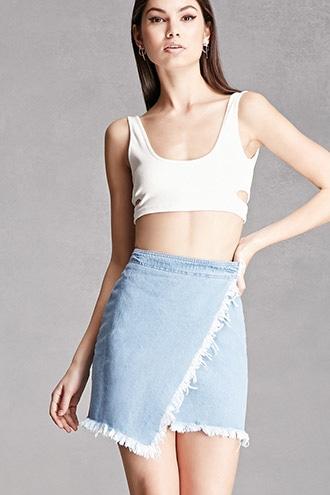 Forever21 Frayed Wrap Denim Mini Skirt