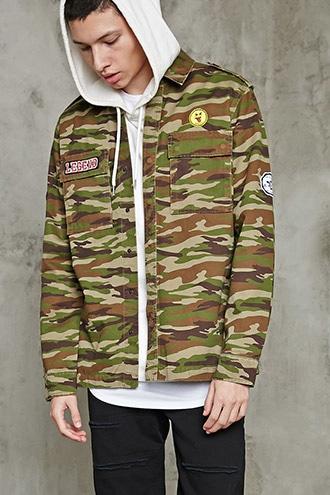Forever21 High Vibes Graphic Camo Jacket