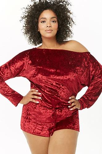 Forever21 Plus Size Crushed Velvet Top & Shorts Set