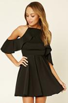 Forever21 Women's  Black Rare London Open-shoulder Dress
