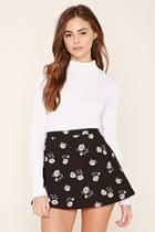 Forever21 Women's  Floral Denim Mini Skirt