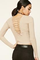 Forever21 Women's  Tan Crisscross-back Sweater