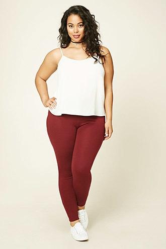 Forever21 Plus Women's  Burgundy Plus Size Leggings