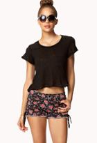 Forever21 Lace-up Floral Cut Offs