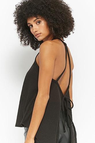 Forever21 Waffle Knit Tie-back Top