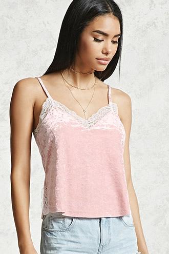 Forever21 Lace Trim Crushed Velvet Cami