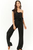 Forever21 One-shoulder Top & Tie-front Pants Set