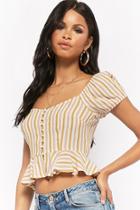 Forever21 Crinkled Striped Peasant Top