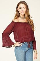 Forever21 Women's  Bell-sleeve Eyelet Top