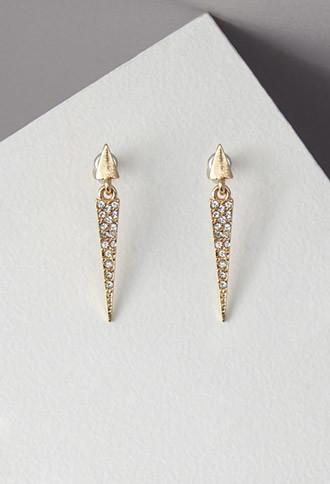 Forever21 Rhinestone-encrusted Spike Earrings (gold/clear)