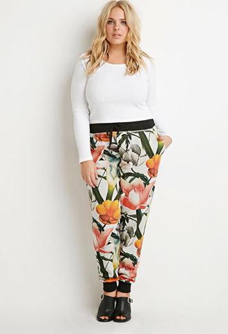 Forever21 Plus Floral Print Sweatpants