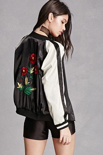 Forever21 Satin Embroidered Jacket