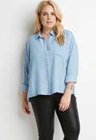 Forever21 Plus Pearlescent-button Chambray Shirt