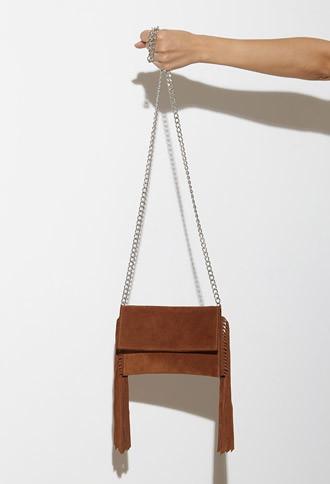 Forever21 Jj Winters Josie Fringed Suede Crossbody (rust/silver)