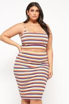 Forever21 Plus Size Ribbed Multicolor Striped Bodycon Skirt