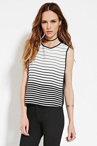 Love21 Women's  Contemporary Contrast-panel Striped Top