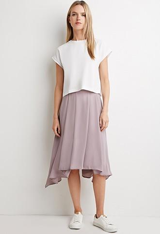 Love21 Women's  Pleated Asymmetrical Skirt (lavender)