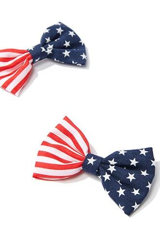 Forever21 American Flag Print Hair Clips Set