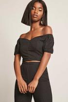 Forever21 Metallic Pin-dot Crop Top