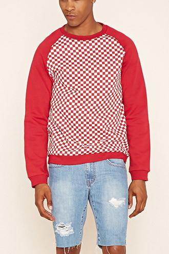 Forever21 Women's  Checkered Raglan Sweatshirt