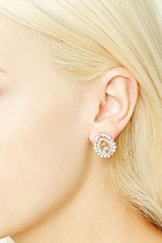Forever21 Rose Gold Iridescent Rhinestone Studs