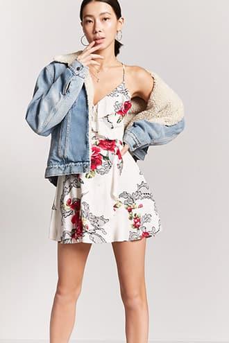 Forever21 Floral Lace-up Tulip Dress