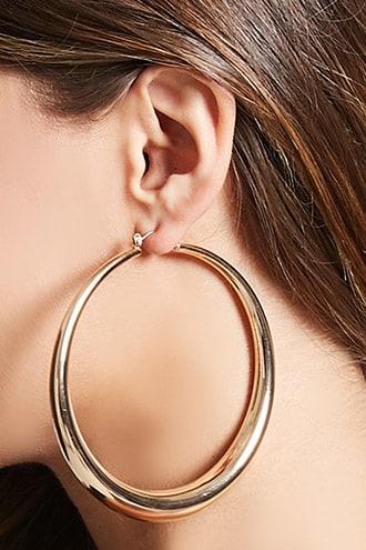 Forever21 Crescent Drop Hoop Earrings
