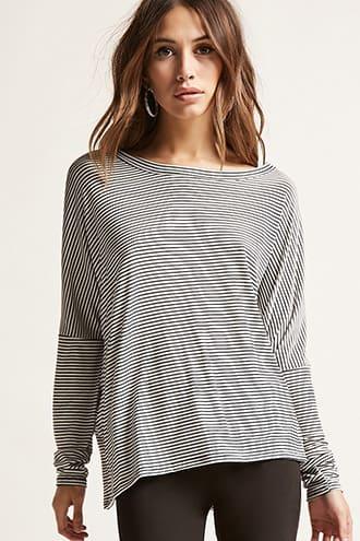Forever21 Cutout Stripe Dolman-sleeve Top
