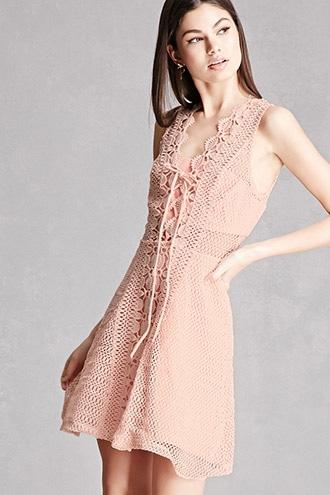 Forever21 Crochet Lace-up Mini Dress