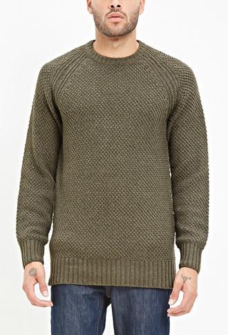 21 Men Men's  Side-zip Raglan Sweater (olive)