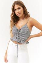 Forever21 Gingham Lace-up Crop Cami