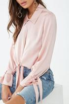 Forever21 Satin Keyhole Self-tie Top