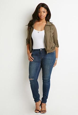 Forever21 Plus Paint Splatter Jeans