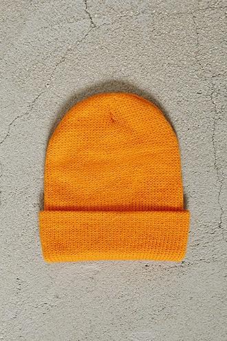 21 Men Orange Men Ribbed Knit Beanie