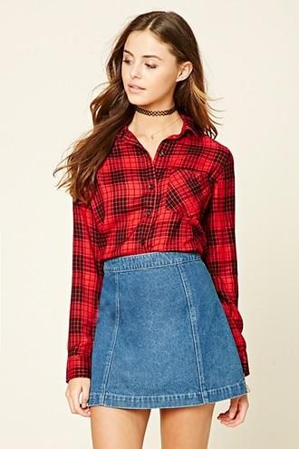 Forever21 Button-front Plaid Shirt