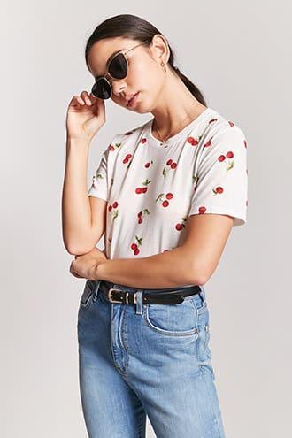 Forever21 Cherry Print Tee