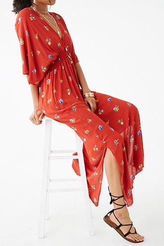 Forever21 Crinkled Floral Dolman Maxi Dress