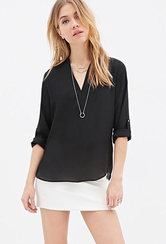 Forever21 Split V-neck Chiffon Blouse