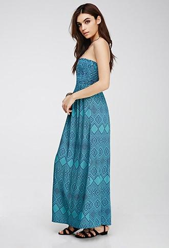 Forever21 Strapless Tribal Print Maxi Dress