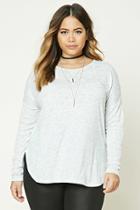 Forever21 Plus Women's  Heather Grey Plus Size Marled Knit Top