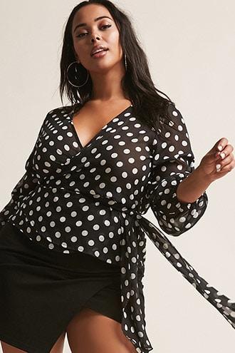Forever21 Plus Size Black Ivy Polka Dot Top