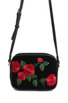 Forever21 Floral Velvet Crossbody Bag