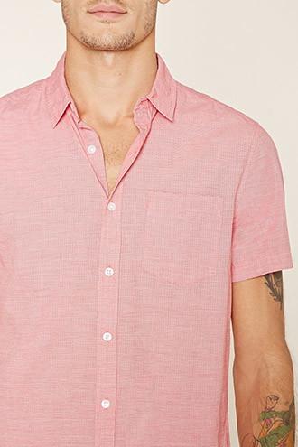21 Men Men's  Red Two-tone Pocket Shirt