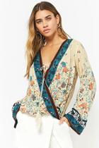 Forever21 Floral Bell-sleeve Surplice Top