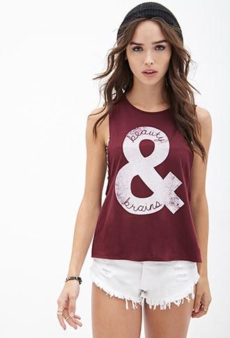 Forever21 Beauty & Brains Muscle Tee