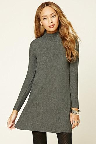 Forever21 Women's  Charcoal Mock Neck Swing Dress