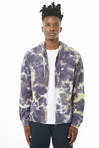 Forever21 Graphic Tie-dye Zip-up Hoodie